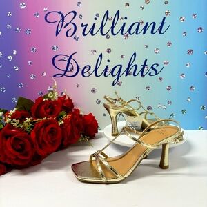 a new day Gold Strappy Mid-Heel Sandals